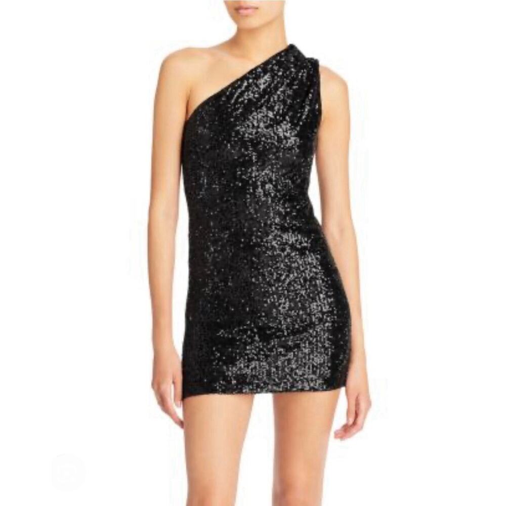 Generation Love Black Lucette one Shoulder Sequin Mini Dress Small NWT
